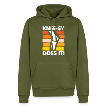 Knee-sy does it! - Männer Premium Bio Hoodie - Khaki - Vorne - Nico (187cm)