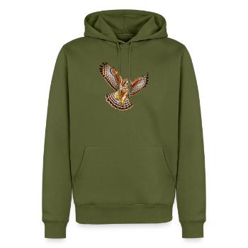 Bussard - Männer Premium Bio Hoodie - Khaki - Vorne - Nico (187cm)