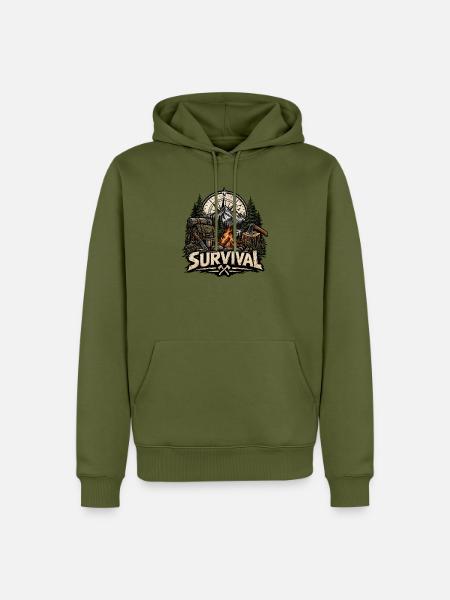 Survival Campfire Trek: Mountain Compass - Männer Premium Bio Hoodie - Khaki