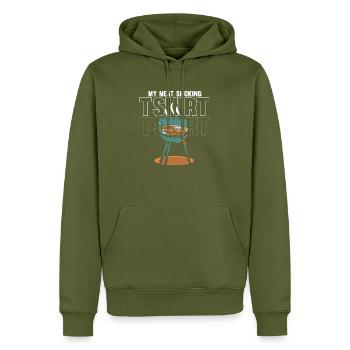 This Is My Meat Smoking Apparel BBQ Grill Smoke - Männer Premium Bio Hoodie - Khaki - Vorne - Nico (187cm)