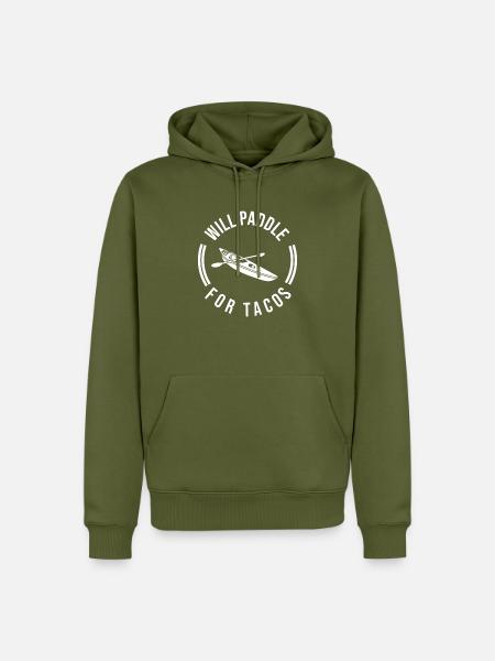 Will Paddle For Tacos Kayak Rowing Paddle Rower Ca - Männer Premium Bio Hoodie - Khaki