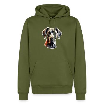 Dogue Allemand - Sweat à capuche Premium bio Homme - kaki - Devant - Nico (187cm)