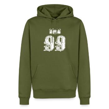 99 Couronne numérique - Sweat à capuche Premium bio Homme - kaki - Devant - Nico (187cm)