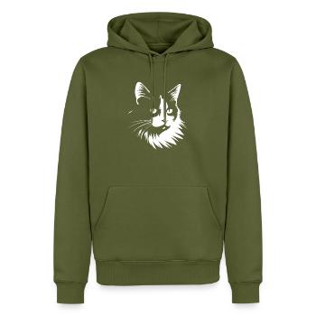 Cat, cat motif - Men’s Premium Organic Hoodie - khaki - Front - Nico (187cm)