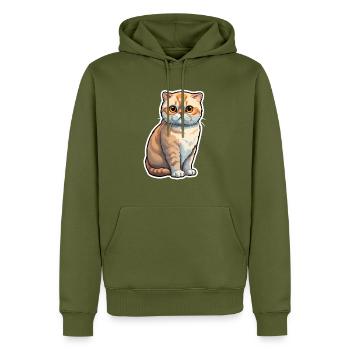 Scottish Fold Katze - Männer Premium Bio Hoodie - Khaki - Vorne - Nico (187cm)