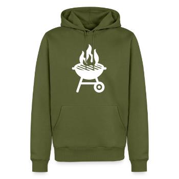 Icône du gril - Sweat à capuche Premium bio Homme - kaki - Devant - Nico (187cm)