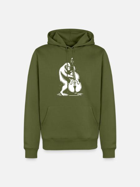 Bigfoot spielt Kontrabass - Männer Premium Bio Hoodie - Khaki