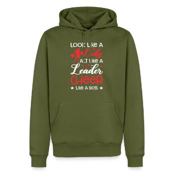 Look Like A Lady Act Like A Leader Cheer Like A Bo - Männer Premium Bio Hoodie - Khaki - Vorne - Nico (187cm)