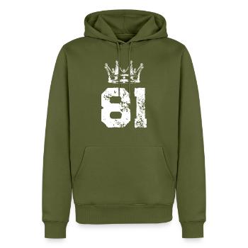 81 Zahl Krone - Männer Premium Bio Hoodie - Khaki - Vorne - Nico (187cm)