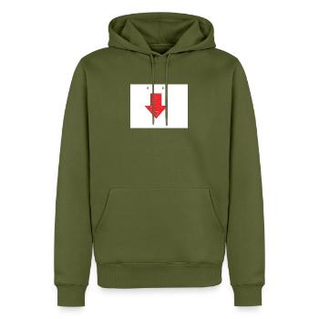 Pfeil Gesicht - Männer Premium Bio Hoodie - Khaki - Vorne - Nico (187cm)