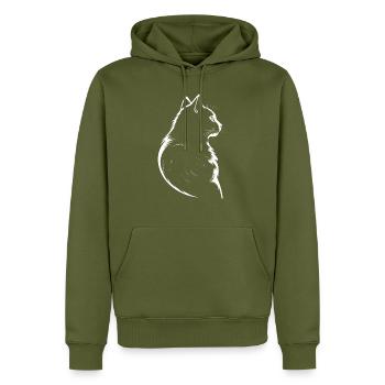 Chat, Motif De Chat - Sweat à capuche Premium bio Homme - kaki - Devant - Nico (187cm)