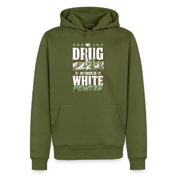 weißer schnee snowboarder - Männer Premium Bio Hoodie - Khaki - Vorne - Nico (187cm)