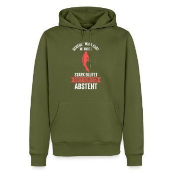 Rugby Sport Rugbyspieler Geschenk - Männer Premium Bio Hoodie - Khaki - Vorne - Nico (187cm)