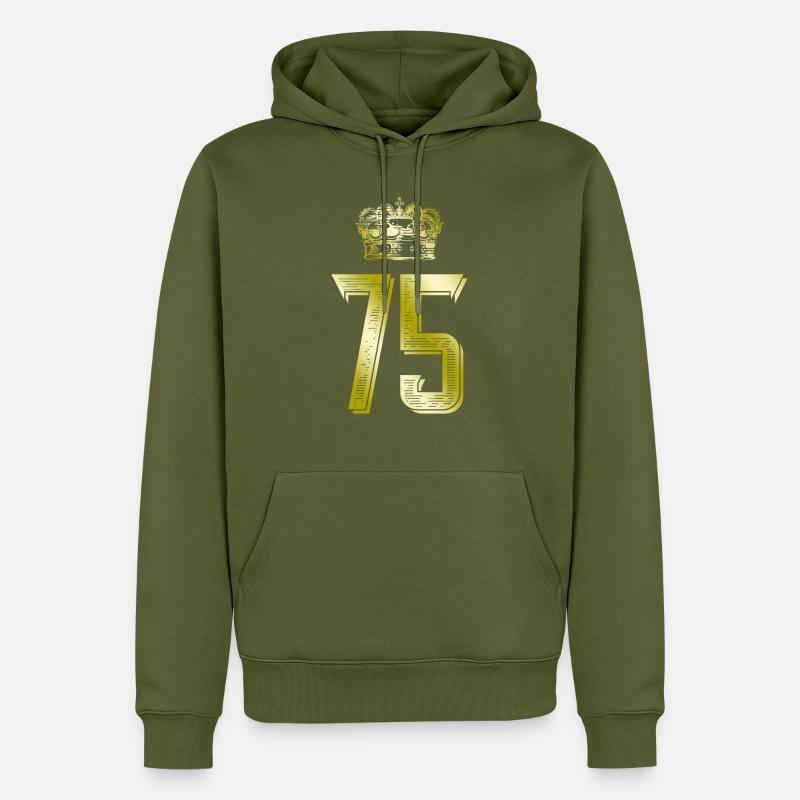 75 Couronne numérique - Sweat à capuche Premium bio Homme - kaki