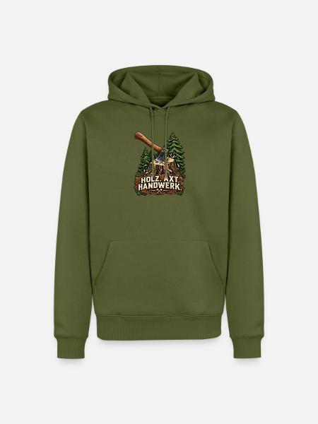 Holz Axt Handwerk - Männer Premium Bio Hoodie - Khaki