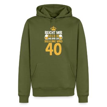 Bier Vierzig Vierzigster 40 Jahre Geburtstag - Männer Premium Bio Hoodie - Khaki - Vorne - Nico (187cm)