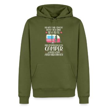 Campen camper Wanderung Geschenk - Männer Premium Bio Hoodie - Khaki - Vorne - Nico (187cm)