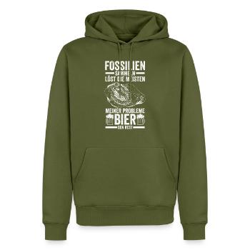 Geologie Geologe Fossiliensammler Paläontologie - Männer Premium Bio Hoodie - Khaki - Vorne - Nico (187cm)