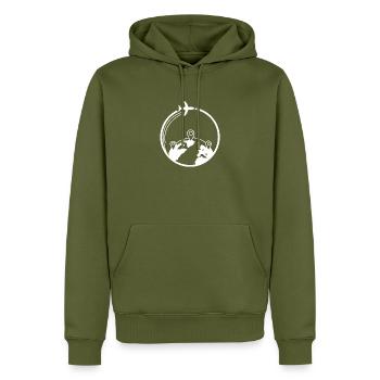 Weltreise-Routenflug - Männer Premium Bio Hoodie - Khaki - Vorne - Nico (187cm)
