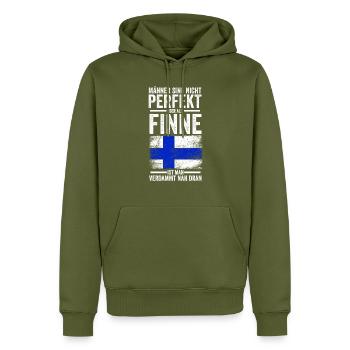 Finnland Finne Finnisches - Männer Premium Bio Hoodie - Khaki - Vorne - Nico (187cm)