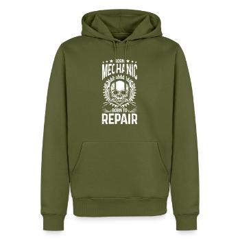 Born Mechanic Born To Repair Car Mechanic Car Love - Men’s Premium Organic Hoodie - khaki - Front - Nico (187cm)