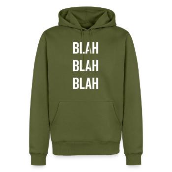 Blah Blah Blah - Men’s Premium Organic Hoodie - khaki - Front - Nico (187cm)