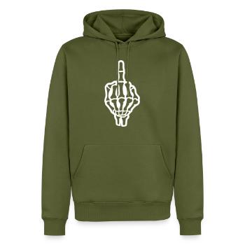 Skelett Mittelfinger Hand - Männer Premium Bio Hoodie - Khaki - Vorne - Nico (187cm)