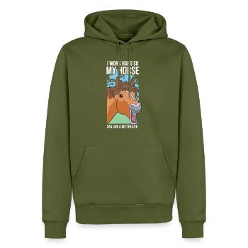 I Work Hard So My Horse Can Have A Better Life Hor - Männer Premium Bio Hoodie - Khaki - Vorne - Nico (187cm)