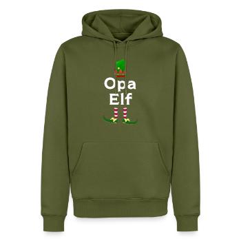 Opa Elf Großvater Geschenk - Männer Premium Bio Hoodie - Khaki - Vorne - Nico (187cm)