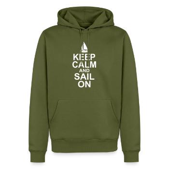 Keep Calm And Sail On Captain Sailor Skipper Boat - Männer Premium Bio Hoodie - Khaki - Vorne - Nico (187cm)