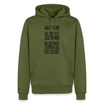 Schizo? Wir nicht....! - Männer Premium Bio Hoodie - Khaki - Vorne - Nico (187cm)