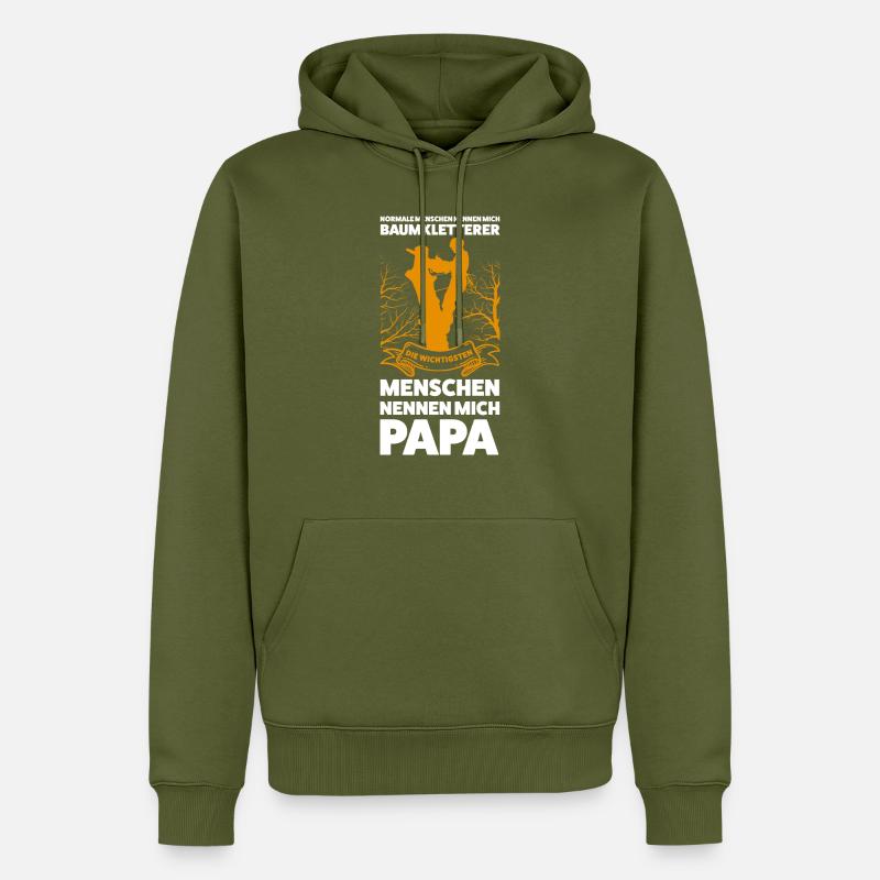Baumkletterer Papa Baumklettern Geschenk - Männer Premium Bio Hoodie - Khaki