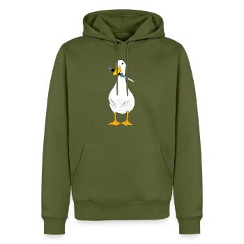 Gangster Goose - Men’s Premium Organic Hoodie - khaki - Front - Nico (187cm)