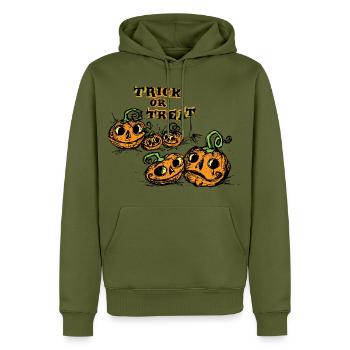Halloween Trick or Treat Mignon - Sweat à capuche Premium bio Homme - kaki - Devant - Nico (187cm)