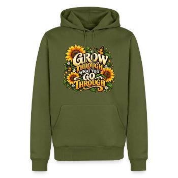 Wechsle durch das, was du durchmachst | Sonnenblume - Männer Premium Bio Hoodie - Khaki - Vorne - Nico (187cm)