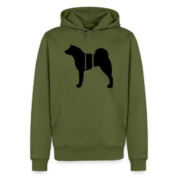 Akita Inu Silhouette - Männer Premium Bio Hoodie - Khaki - Vorne - Nico (187cm)