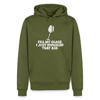 Fill My Glass I Just Divorced That Ass 4 - Men’s Premium Organic Hoodie - khaki - Front - Nico (187cm)