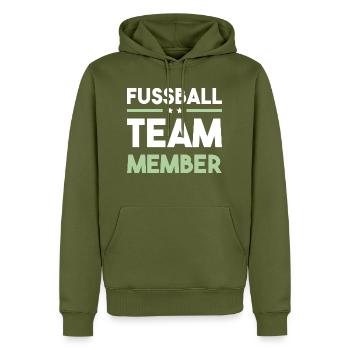 Fussball Team - Männer Premium Bio Hoodie - Khaki - Vorne - Nico (187cm)