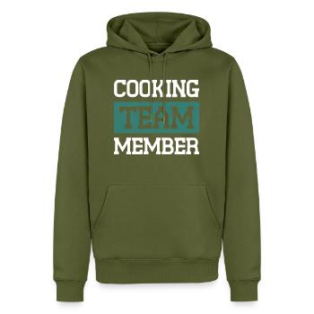 Cooking Team - Men’s Premium Organic Hoodie - khaki - Front - Nico (187cm)