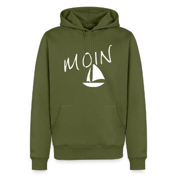 Moin avec voilier - Sweat à capuche Premium bio Homme - kaki - Devant - Nico (187cm)