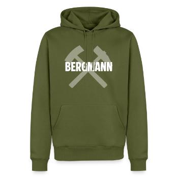 Erzgebirge Bergmann - Männer Premium Bio Hoodie - Khaki - Vorne - Nico (187cm)