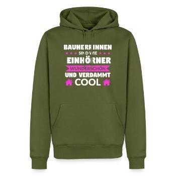 Bauherrin Bauherr Eigenheim Geschenk - Männer Premium Bio Hoodie - Khaki - Vorne - Nico (187cm)