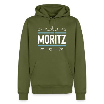Moritz - Sweat à capuche Premium bio Homme - kaki - Devant - Nico (187cm)