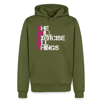 transpirer, elle excisera toutes choses - Sweat à capuche Premium bio Homme - kaki - Devant - Nico (187cm)
