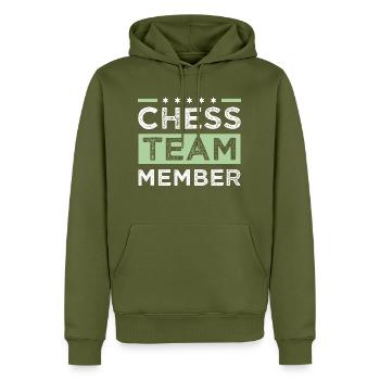 Chess Team - Men’s Premium Organic Hoodie - khaki - Front - Nico (187cm)
