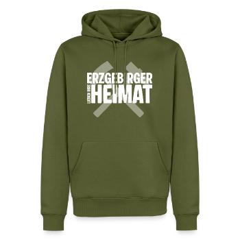 Erzgebirge liebe Heimat - Männer Premium Bio Hoodie - Khaki - Vorne - Nico (187cm)