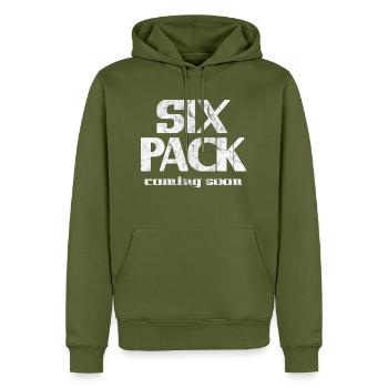 Six Pack à venir 18 - Sweat à capuche Premium bio Homme - kaki - Devant - Nico (187cm)