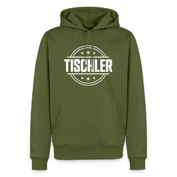 Tischler Beruf - Männer Premium Bio Hoodie - Khaki - Vorne - Nico (187cm)