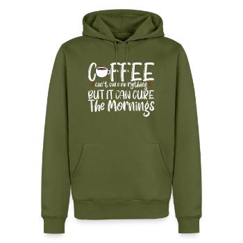 Coffee Can't Cure Everything Cure The Mornings 4 - Männer Premium Bio Hoodie - Khaki - Vorne - Nico (187cm)
