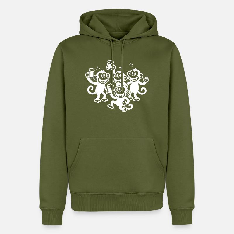 Monkey Beer Crew - Sweat à capuche Premium bio Homme - kaki